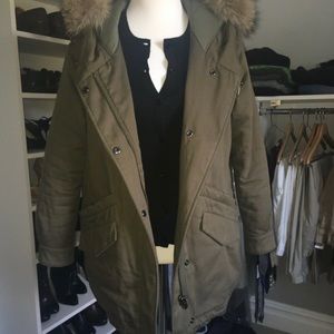 The Kooples Parka Coat w. Hood & Faux Fur